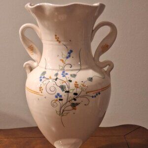 Vintage Fleur de Val Large Ivory Cream Floral Vase 13.5" tall - Mint condition